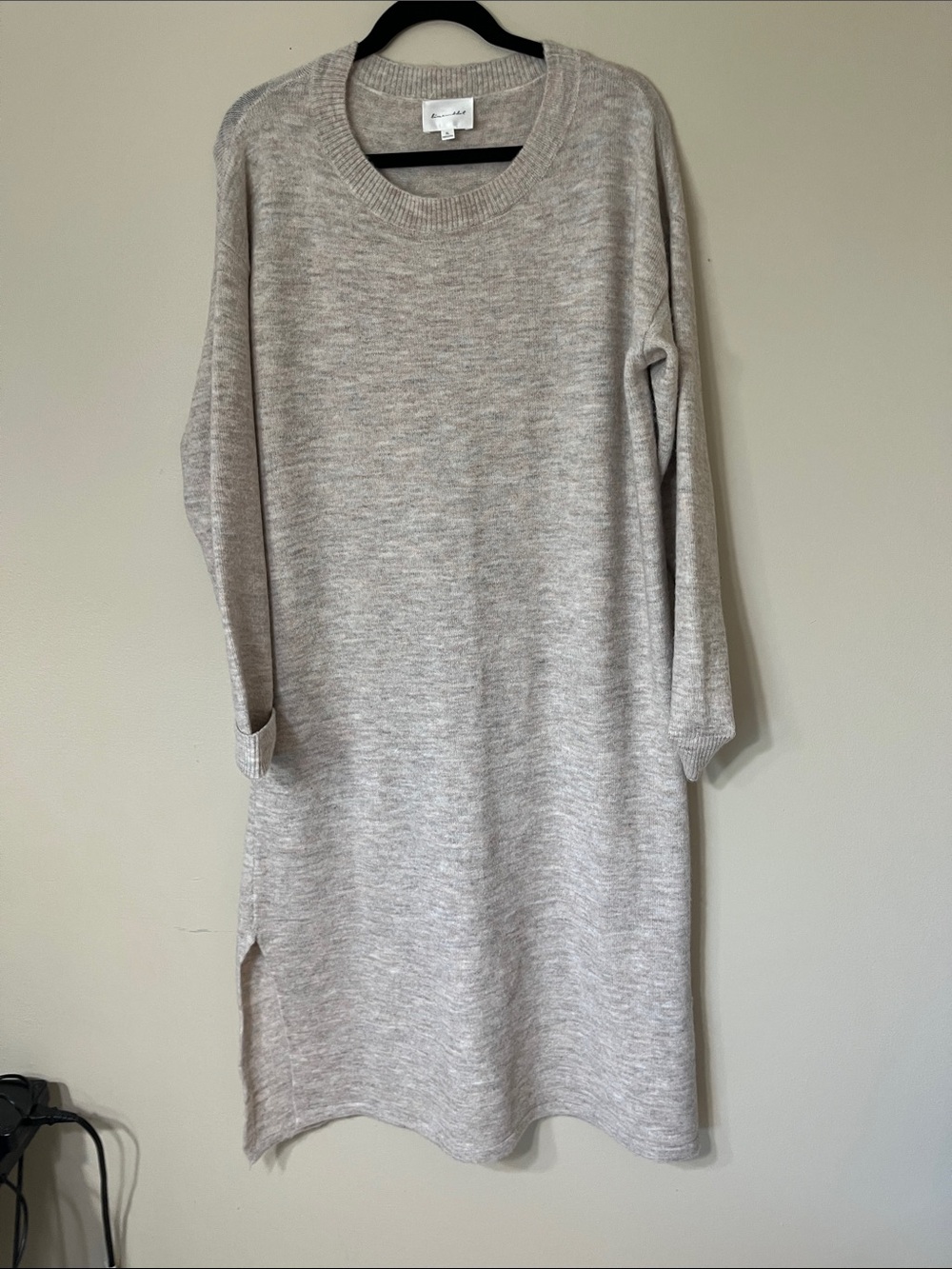 Cozy Neutral Knit Long-Sleeve Dress - Light Gray by A New Day